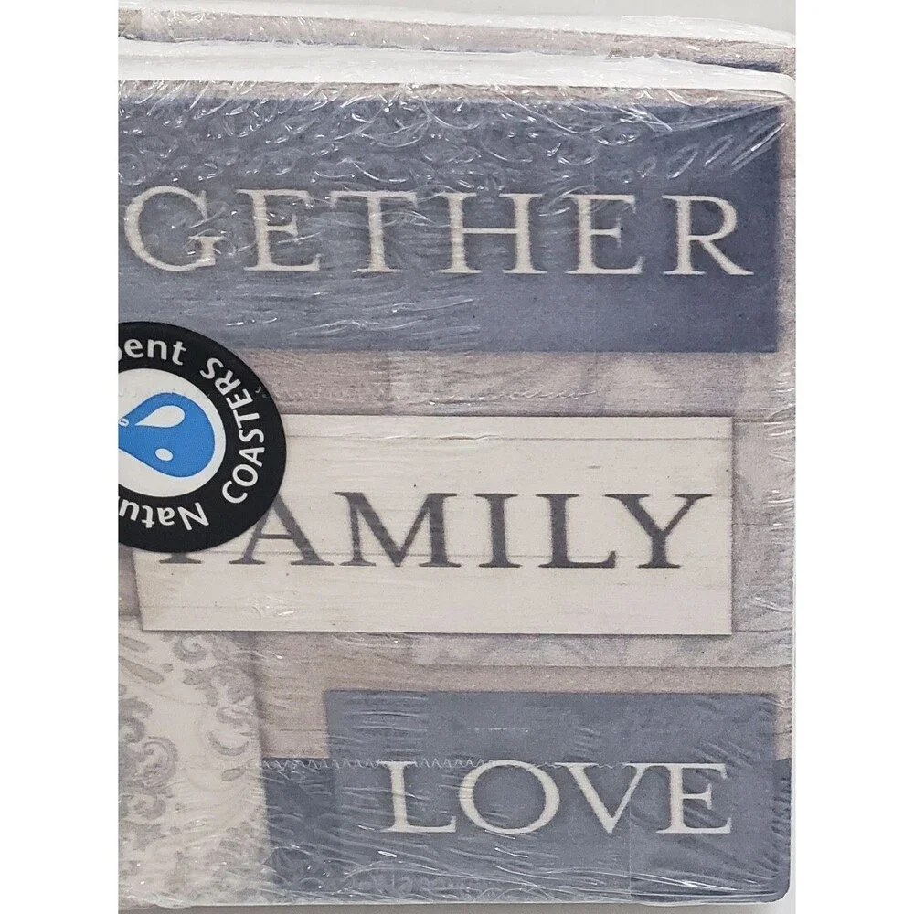 Set of 2 Same Cork Backed Stoneware Coasters (4